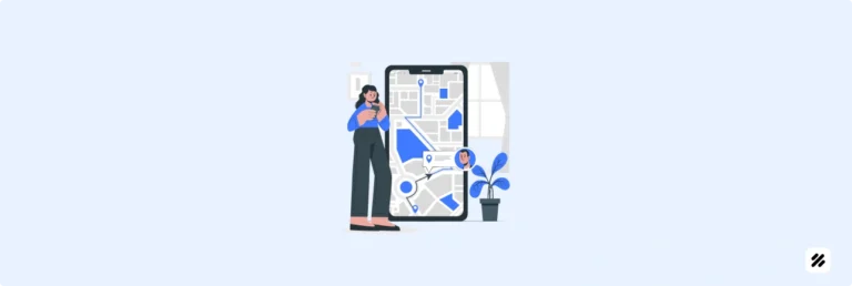 Woman tracking field employee location on a smartphone using a Field Staff Tracking App like MyFieldHeroes.