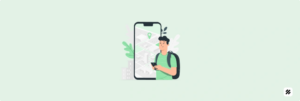 Illustration of a field executive using a GPS-enabled mobile app, symbolizing employee tracking and route optimization for finance sector services