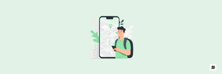 Illustration of a field executive using a GPS-enabled mobile app, symbolizing employee tracking and route optimization for finance sector services