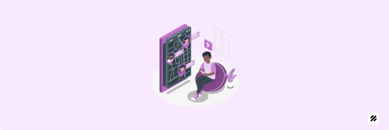 Illustration of mobile employee GPS tracking via smartphone map interface for real-time workforce monitoring and task efficiency