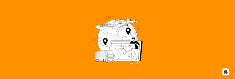 Illustration showing a globe with marked GPS locations, surrounded by logistics elements like a truck, airplane, and container ship, representing the importance of real-time field staff tracking in India’s growing logistics industry. A person stands with a digital tablet, indicating the use of tracking software. This visual supports topics like field staff tracking software, work tracking, logistics automation, and delivery efficiency in Indian operations.