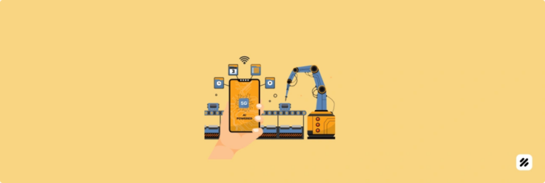 Illustration of 5G-enabled field force automation powering a robotic arm for predictive maintenance in Indian utilities.