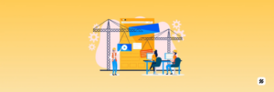 Illustration of small contractors using field service management software to schedule crews and manage work orders, RFIs and change orders