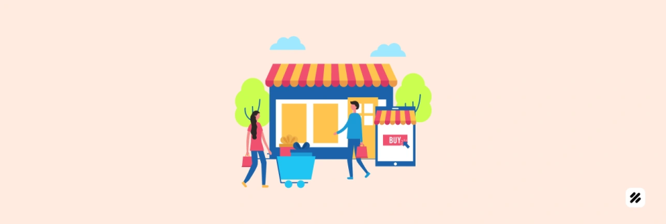 Retail store illustration showing an employee GPS tracking app to improve shelf share and on-shelf availability (OSA).