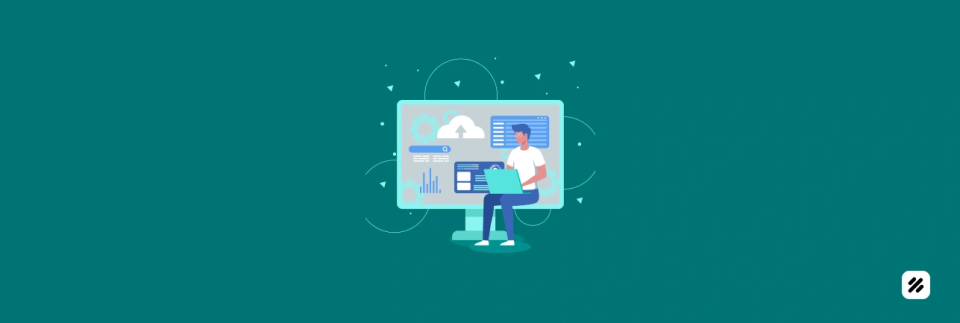 Illustration of a field manager using the best field management software to track demo units, assets, and workflows on a dashboard