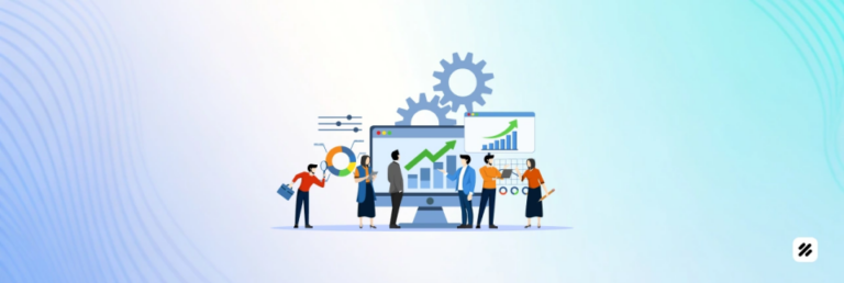 Illustration of field service team using mobile app for task management and productivity